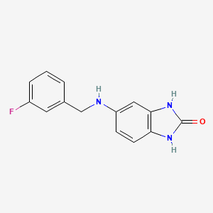 molecular formula C14H12FN3O B1518843 5-{[(3-fluorophenyl)methyl]amino}-2,3-dihydro-1H-1,3-benzodiazol-2-one CAS No. 1042605-95-7