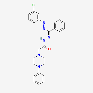 4-Phenyl-1-piperazineacetic acid (((3-chlorophenyl)azo)phenylmethylene)hydrazide