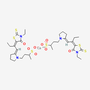 Calcium bis(2-(2-(3-ethyl-4-oxo-2-thioxothiazolidin-5-ylidene)butylidene)-alpha-methylpyrrolidine-1-propanesulphonate)