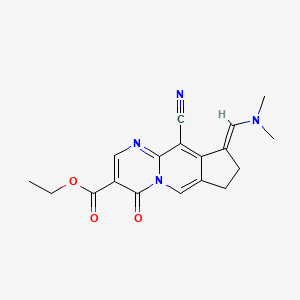 Cyclopenta(4,5)pyrido(1,2-a)pyrimidine-3-carboxylic acid, 4,7,8,9-tetrahydro-10-cyano-9-((dimethylamino)methylene)-4-oxo-, ethyl ester