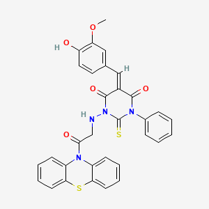 10H-Phenothiazine, 10-(((tetrahydro-5-((4-hydroxy-3-methoxyphenyl)methylene)-4,6-dioxo-3-phenyl-2-thioxo-1(2H)-pyrimidinyl)amino)acetyl)-