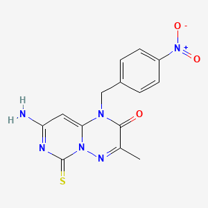 2H-Pyrimido(1,6-b)(1,2,4)triazin-2-one, 1,6-dihydro-8-amino-3-methyl-1-((4-nitrophenyl)methyl)-6-thioxo-