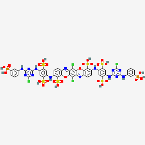 6,13-Dichloro-3,10-bis((4-((4-chloro-6-((3-phosphonophenyl)amino)-1,3,5-triazin-2-yl)amino)-2,5-disulphophenyl)amino)triphenodioxazine-4,11-disulphonic acid