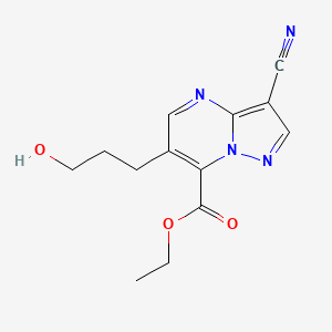 molecular formula C13H14N4O3 B1518905 3-氰基-6-(3-羟丙基)吡唑并[1,5-a]嘧啶-7-羧酸乙酯 CAS No. 1111447-30-3