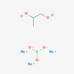 molecular formula C3H8BNa3O5 B15189057 Trisodium;propane-1,2-diol;borate 