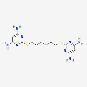 molecular formula C14H22N8S2 B15189061 2,2'-(1,6-Hexanediylbis(thio))bis(4,6-pyrimidinediamine) CAS No. 92629-39-5