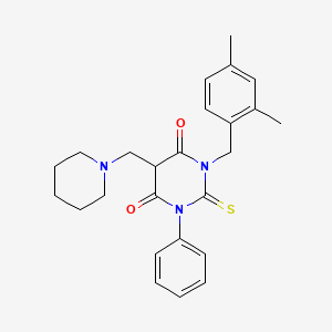 4,6(1H,5H)-Pyrimidinedione, dihydro-1-((2,4-dimethylphenyl)methyl)-3-phenyl-5-(1-piperidinylmethyl)-2-thioxo-