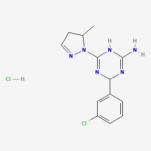 3,4-Dihydro-4-(3-chlorophenyl)-6-(4,5-dihydro-5-methyl-1H-pyrazol-1-yl)-s-triazin-2-amine HCl