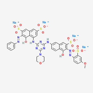 Tetrasodium 4-hydroxy-5-((4-((5-hydroxy-6-((4-methoxy-2-sulphonatophenyl)azo)-7-sulphonato-2-naphthyl)amino)-6-(morpholino)-1,3,5-triazin-2-yl)amino)-3-(phenylazo)naphthalene-2,7-disulphonate