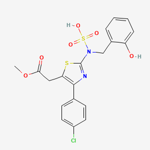 Thiazole-5-acetic acid, 4-(p-chlorophenyl)-2-(o-hydroxy-alpha-sulfobenzylamino)-, methyl ester