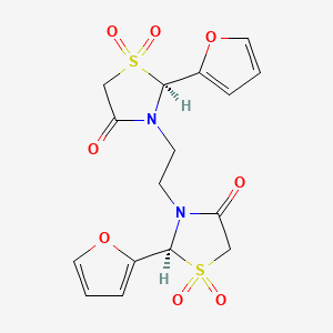 4-Thiazolidinone, 3,3'-(1,2-ethanediyl)bis(2-(2-furanyl)-, (1,1,1',1'-tetroxide, (R*,R*)-(+-)-