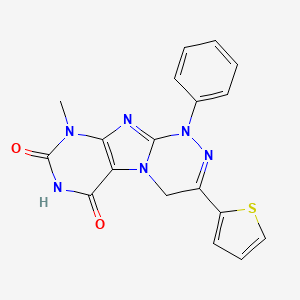 (1,2,4)Triazino(3,4-f)purine-6,8(7H,9H)-dione, 1,4-dihydro-9-methyl-1-phenyl-3-(2-thienyl)-