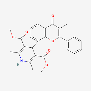 3,5-Pyridinedicarboxylic acid, 1,4-dihydro-2,6-dimethyl-4-(3-methyl-4-oxo-2-phenyl-4H-1-benzopyran-8-yl)-, dimethyl ester