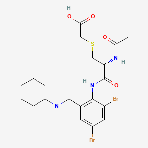 Acetic acid, ((2-acetamido-2-(2-((cyclohexylmethylamino)methyl)-4,6-dibromocarbaniloyl)ethyl)thio)-, (R)-