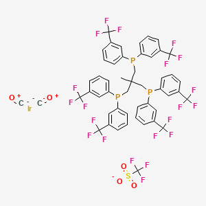 molecular formula C50H33F21IrO5P3S- B15190439 [3-bis[3-(trifluoromethyl)phenyl]phosphanyl-2-[bis[3-(trifluoromethyl)phenyl]phosphanylmethyl]-2-methylpropyl]-bis[3-(trifluoromethyl)phenyl]phosphane;carbon monoxide;iridium;trifluoromethanesulfonate CAS No. 207747-21-5