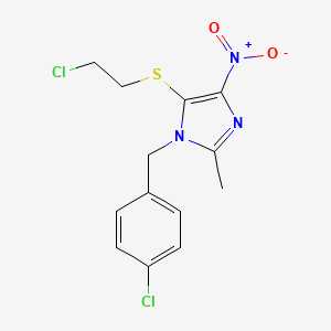 B15190620 1H-Imidazole, 5-((2-chloroethyl)thio)-1-((4-chlorophenyl)methyl)-2-methyl-4-nitro- CAS No. 110579-14-1