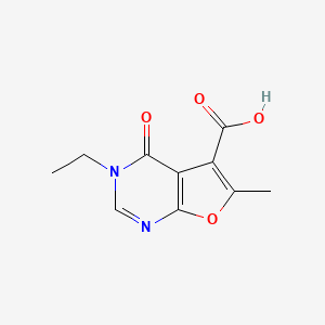 molecular formula C10H10N2O4 B1519083 3-ethyl-6-methyl-4-oxo-3H,4H-furo[2,3-d]pyrimidine-5-carboxylic acid CAS No. 1023815-59-9