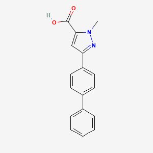 molecular formula C17H14N2O2 B1519088 2-甲基-5-(4-苯基苯基)吡唑-3-羧酸 CAS No. 1177282-64-2