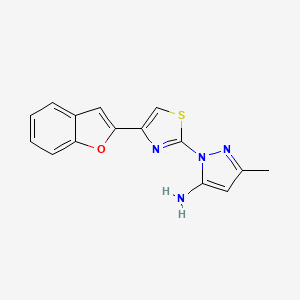 molecular formula C15H12N4OS B1519089 1-[4-(1-苯并呋喃-2-基)-1,3-噻唑-2-基]-3-甲基-1H-吡唑-5-胺 CAS No. 1176583-70-2