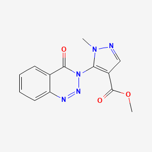 1H-Pyrazole-4-carboxylic acid, 1-methyl-5-(4-oxo-1,2,3-benzotriazin-3(4H)-yl)-, methyl ester