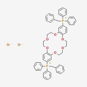 Phosphonium, (6,7,9,10,17,18,20,21-octahydrodibenzo(b,k)(1,4,7,10,13,16)hexaoxacyclooctadecin-2,14-diyl)bis(diphenyl(phenylmethyl)-, dibromide