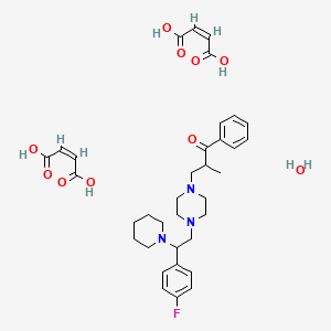 1-(2-Benzoylpropyl)-4-(2-(4-fluorophenyl)-2-piperidinoethyl)piperazine dimaleate monohydrate