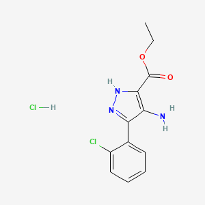 1H-Pyrazole-3-carboxylic acid, 4-amino-5-(2-chlorophenyl)-, ethyl ester, monohydrochloride