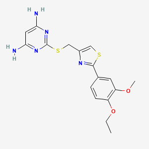 molecular formula C17H19N5O2S2 B1519178 2-({[2-(4-Ethoxy-3-méthoxyphényl)-1,3-thiazol-4-yl]méthyl}sulfanyl)pyrimidine-4,6-diamine 