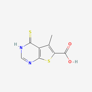 molecular formula C8H6N2O2S2 B1519181 5-甲基-4-硫代亚甲基-1H,4H-噻吩并[2,3-d]嘧啶-6-羧酸 CAS No. 1176120-44-7