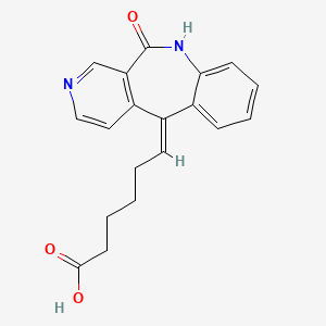 molecular formula C19H18N2O3 B15191814 (E)-5-(5-Carboxypentylidene)-5,11-dihydropyrido(3,4-c)(1)benzazepin-11(10H)-one CAS No. 127654-13-1