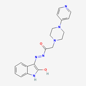 molecular formula C19H20N6O2 B15191834 1-Piperazineacetic acid, 4-(4-pyridyl)-, (2-oxo-3-indolinylidene)hydrazide, (Z)- CAS No. 86889-04-5