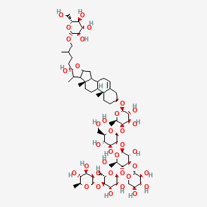 (2S,3R,4R,5R,6S)-2-[(2S,3R,4S,5R,6S)-6-[(2R,3R,4R,5R,6S)-6-[(2S,3R,4S,5S,6R)-2-[(2R,3R,4R,5R,6R)-4,5-dihydroxy-2-(hydroxymethyl)-6-[[(6R,9S,13R,16S)-6-hydroxy-7,9,13-trimethyl-6-[3-methyl-4-[(2R,3R,4S,5S,6R)-3,4,5-trihydroxy-6-(hydroxymethyl)oxan-2-yl]oxybutyl]-5-oxapentacyclo[10.8.0.02,9.04,8.013,18]icos-18-en-16-yl]oxy]oxan-3-yl]oxy-4,5-dihydroxy-6-(hydroxymethyl)oxan-3-yl]oxy-5-hydroxy-2-(hydroxymethyl)-4-[(2R,3S,4R,5S)-3,4,5-trihydroxyoxan-2-yl]oxyoxan-3-yl]oxy-4,5-dihydroxy-2-methyloxan-3-yl]oxy-6-methyloxane-3,4,5-triol