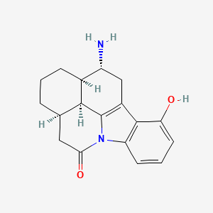 molecular formula C18H20N2O2 B15192006 Isoquino(2,1,8-lma)carbazol-5(1H)-one, 2,3,3a,4,11,12,12a,12b-octahydro-12-amino-10-hydroxy-, (3aR-(3a-alpha,12-alpha,12a-alpha,12b-alpha))- CAS No. 133812-04-1