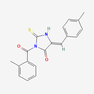 molecular formula C19H16N2O2S B15192013 3-(2-Methylbenzoyl)-5-((4-methylphenyl)methylene)-2-thioxo-4-imidazolidinone CAS No. 112806-19-6