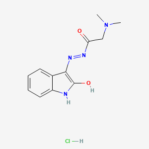 molecular formula C12H15ClN4O2 B15192084 Glycine, N,N-dimethyl-, (2-oxo-3-indolinylidene)hydrazide, hydrochloride, (Z)- CAS No. 86873-07-6