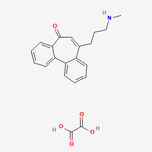 molecular formula C21H21NO5 B15192103 10-[3-(methylamino)propyl]tricyclo[9.4.0.02,7]pentadeca-1(15),2,4,6,9,11,13-heptaen-8-one;oxalic acid CAS No. 93696-98-1