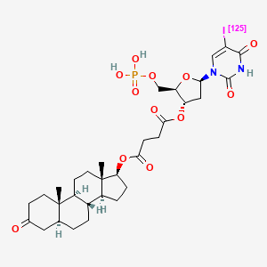 1-O-[(5S,8R,9S,10S,13S,14S,17S)-10,13-dimethyl-3-oxo-1,2,4,5,6,7,8,9,11,12,14,15,16,17-tetradecahydrocyclopenta[a]phenanthren-17-yl] 4-O-[(2R,3S,5R)-5-(5-(125I)iodanyl-2,4-dioxopyrimidin-1-yl)-2-(phosphonooxymethyl)oxolan-3-yl] butanedioate