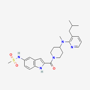 molecular formula C25H33N5O3S B15192153 4-Piperidinamine, N-methyl-N-(3-(2-methylpropyl)-2-pyridinyl)-1-((5-((methylsulfonyl)amino)-1H-indol-2-yl)carbonyl)- CAS No. 179556-43-5