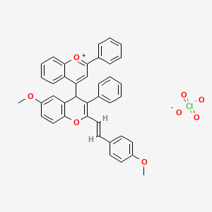 1-Benzopyrylium, 4-(6-methoxy-2-(2-(4-methoxyphenyl)ethenyl)-3-phenyl-4H-1-benzopyran-4-yl)-2-phenyl-, perchlorate