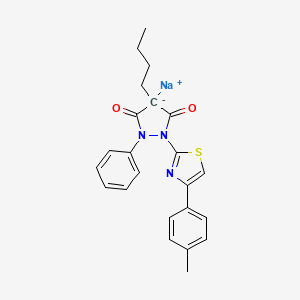 3,5-Pyrazolidinedione, 4-butyl-1-(4-(4-methylphenyl)-2-thiazolyl)-2-phenyl-, ion(1-)-, sodium