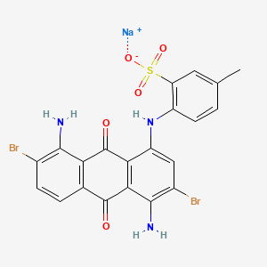 molecular formula C21H14Br2N3NaO5S B15192484 Sodium 4-((4,8-diamino-3,7-dibromo-9,10-dihydro-9,10-dioxo-1-anthryl)amino)toluene-3-sulphonate CAS No. 83027-42-3