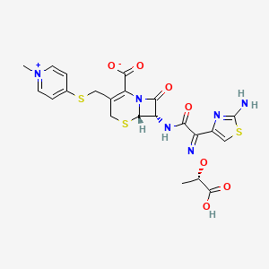 Pyridinium, 4-(((7-(((2-amino-4-thiazolyl)((1-carboxyethoxy)imino)acetyl)amino)-2-carboxy-8-oxo-5-thia-1-azabicyclo(4.2.0)oct-2-en-3-yl)methyl)thio)-1-methyl-, hydroxide, inner salt, (6R-(6-alpha,7-beta(Z(S*))))-