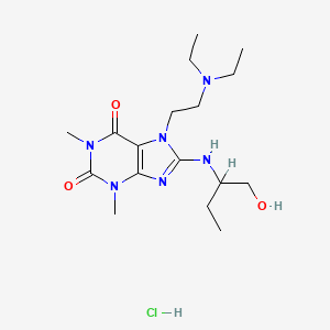 1H-Purine-2,6-dione, 3,7-dihydro-7-(2-(diethylamino)ethyl)-1,3-dimethyl-8-((1-(hydroxymethyl)propyl)amino)-, monohydrochloride, (+-)-