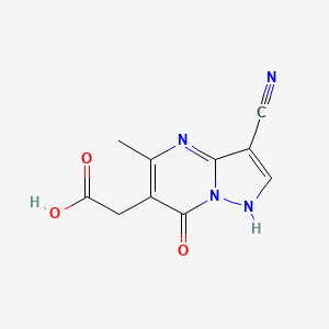 molecular formula C10H8N4O3 B1519281 2-{3-氰基-7-羟基-5-甲基吡唑并[1,5-a]嘧啶-6-基}乙酸 CAS No. 1118787-65-7