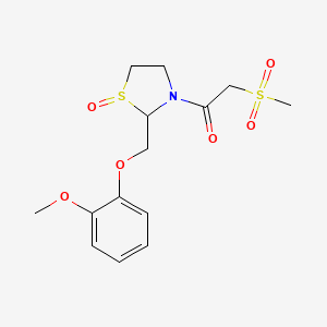 2-((2-Methoxyphenoxy)methyl)-3-((methylsulfonyl)acetyl)thiazolidine 1-oxide