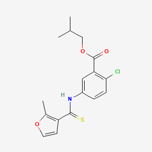 Benzoic acid, 2-chloro-5-(((2-methyl-3-furanyl)thioxomethyl)amino)-, 2-methylpropyl ester