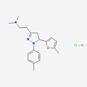 molecular formula C19H26ClN3O B15193058 Pyrazoline, 3-(2-(dimethylamino)ethyl)-5-(5-methyl-2-furyl)-1-(p-tolyl)-, hydrochloride CAS No. 102129-26-0