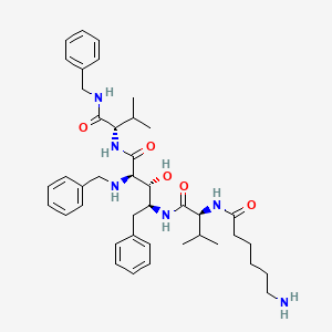 L-Lyxonamide, 4-((2-((6-amino-1-oxohexyl)amino)-3-methyl-1-oxobutyl)amino)-2,4,5-trideoxy-N-(2-methyl-1-(((phenylmethyl)amino)carbonyl)propyl)-5-phenyl-2-((phenylmethyl)amino)-, (1(S),4(S))-