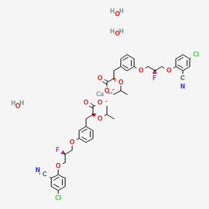 calcium;(2S)-3-[3-[(2S)-3-(4-chloro-2-cyanophenoxy)-2-fluoropropoxy]phenyl]-2-propan-2-yloxypropanoate;trihydrate