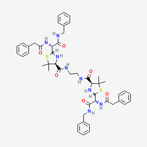 2-Thiazolidineacetamide, 4,4'-(1,2-ethanediylbis(iminocarbonyl))bis(5,5-dimethyl-alpha-((phenylacetyl)amino)-N-(phenylmethyl)-, (2R-(2alpha(R*),4beta(2'R*(R*),4'S*)))-